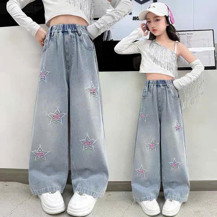 M-143 QUẦN JEANS BÉ GÁI . QUẦN ỐNG XUÔNG - CHẤT LIỆU JEANS MỀM MẠI CHO BÉ 15-47 KG PHONG CÁCH THỜI TRANG CHO BÉ GÁI 5 - 14 TUỔI - QUẦN JEANS DÀI CHO BÉ GÁI