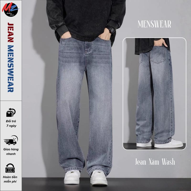 Quần Jeans nam form ống suông màu đen chỉ vàng trẻ trung năng động Menswear…