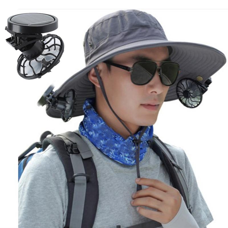 Quạt làm mát quạt năng lượng mặt trời, rảnh tay, quạt kẹp nhỏ trên mũ, quạt Cầm Tay thích hợp cho các hoạt động nướng thịt, du lịch, chơi gôn, câu cá và Cắm Trại Ngoài Trời 0