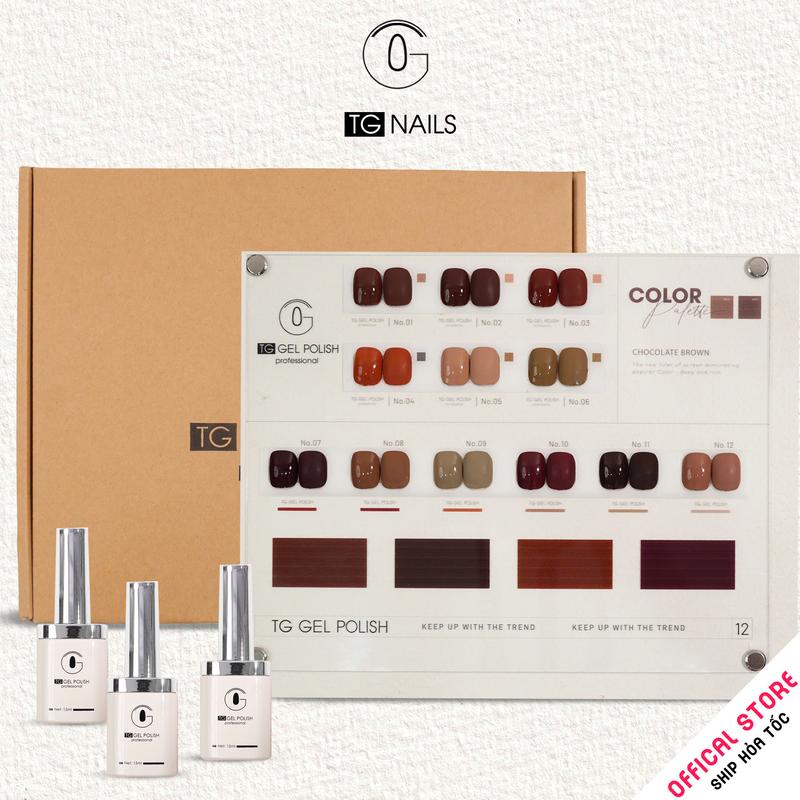 Set sơn gel 12 màu tone  Đỏ Nâu TG tặng kèm bảng màu