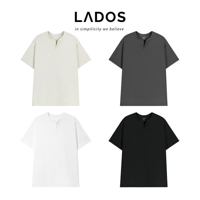  Áo thun tay ngắn cổ V nam nữ cotton interlock 250gsm LADOS-9141 chất dày dặn thấm hút phong cách trẻ trung 