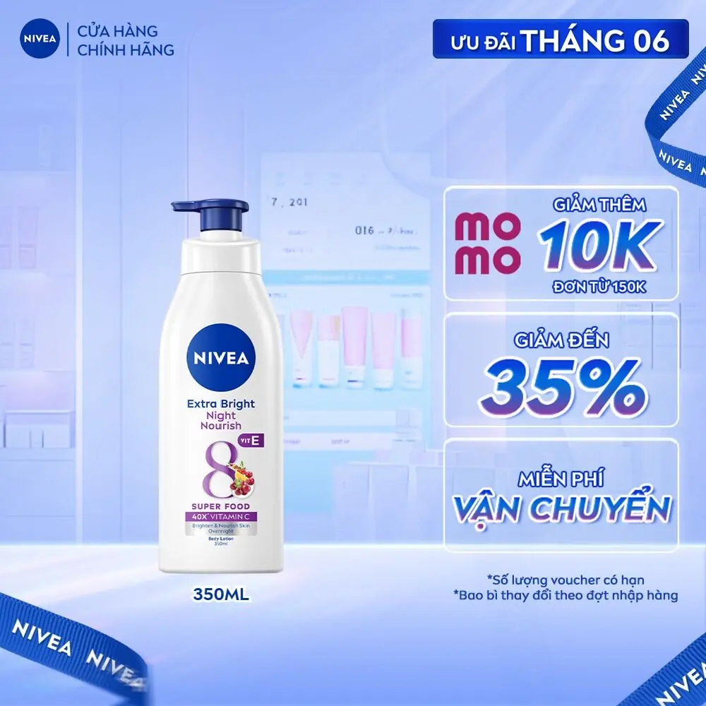 [Vt] Sữa Dưỡng Thể Nivea Extra Bright Dưỡng Sáng Mịn Da Từ 8 Super Foods (350 Ml) - 88311/98412/98413