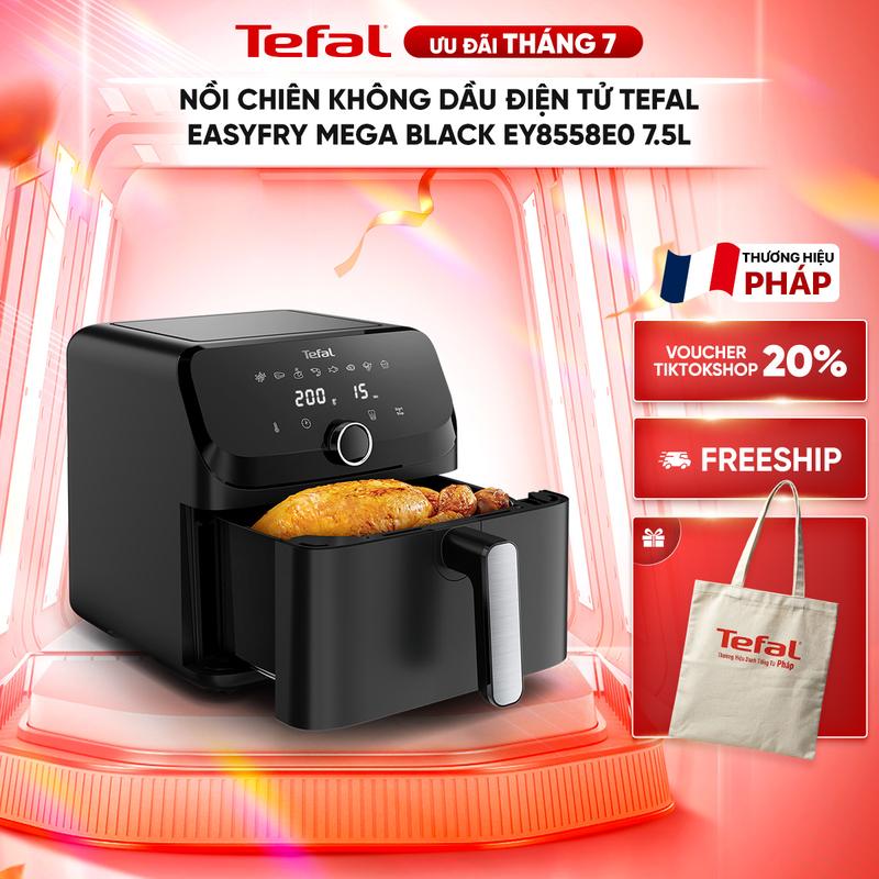 Nồi chiên không dầu điện tử Tefal EasyFry Mega Black EY8558E0 EY855D68 7.5L - Black/Grey