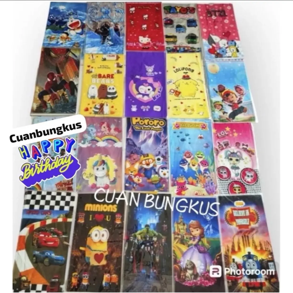 ALL VARIAN (Isi 10)Plastik Snack Ulang Tahun (ultah) 22x40 / Plastik Karakter / Plastik OPP WE BARE BEARS