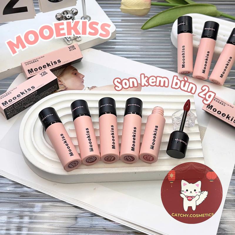 Son Kem Bùn Mooekiss Nhung Mờ Vỏ Hồng Đen Velvet Lip Mud Mịn Môi 3g