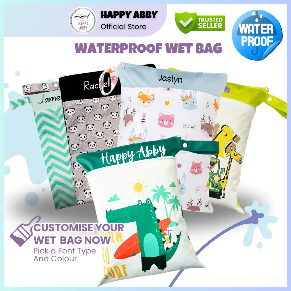 READY STOCK - Customised Wet Bag/Personalized Wet Bag/Baby Diaper Bag/Waterproof Swim Bag 40x30cm