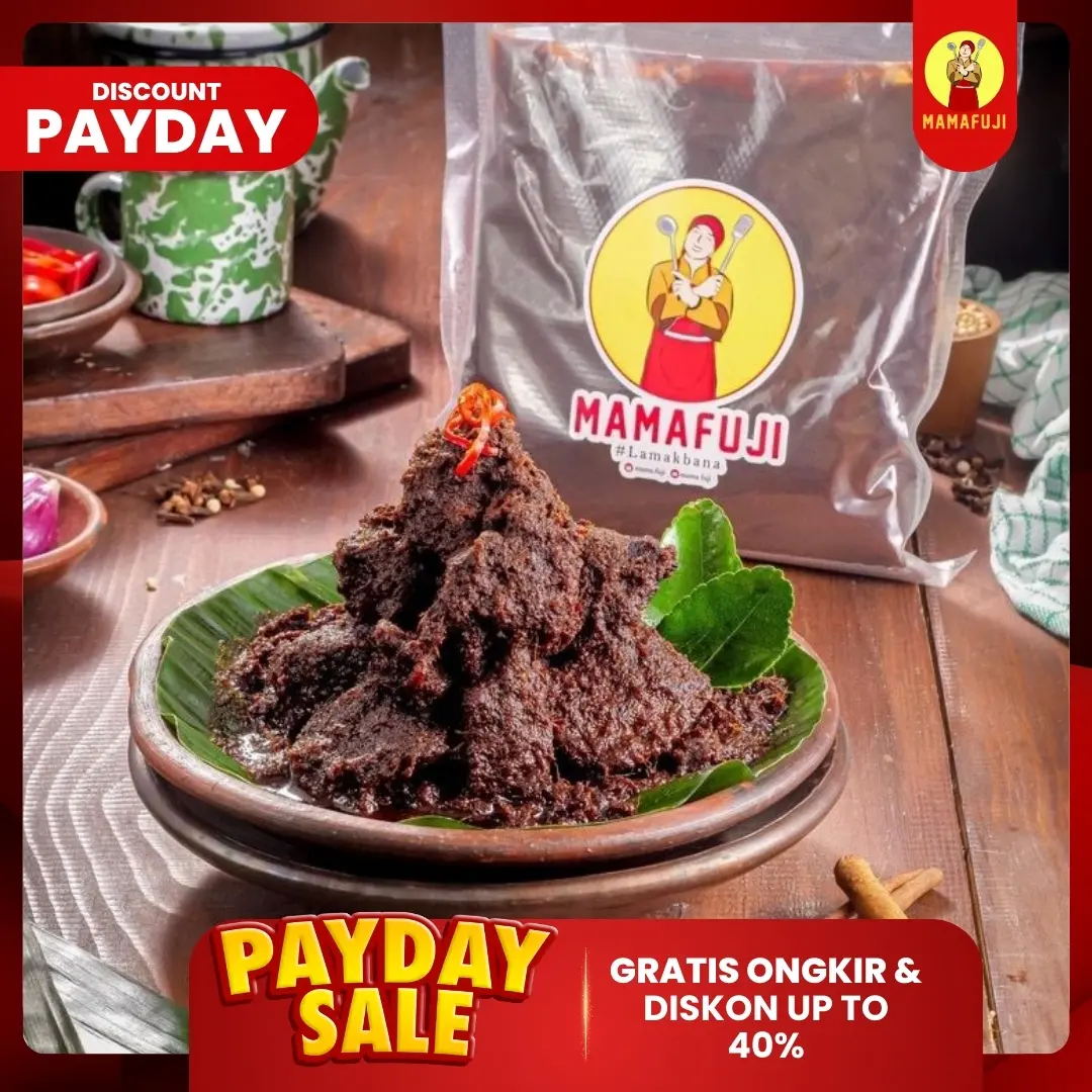 Mama Fuji - Rendang Padang Asli 700gr (Ukuran Besar 10 Potong)