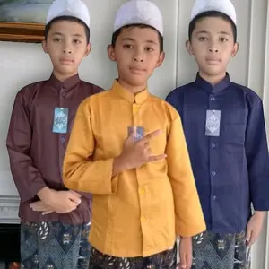 Baju Koko Anak Panjang Haibah/Baju Koko Anak Kain Katun Model Kantong Samping Nyaman Model Terbaru Muslim