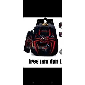 tas anak laki - tas anak Spiderman - tas sekolah anak laki - ransel sekolah anak laki (BONUS TOPI & JAM LED) 1