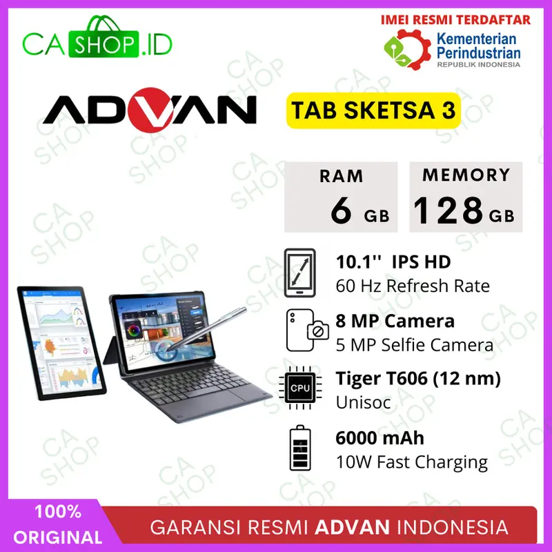 Advan Tab Sketsa 3 - 6GB 128GB (6/128) Tablet 10.1" IPS New Original Garansi Resmi