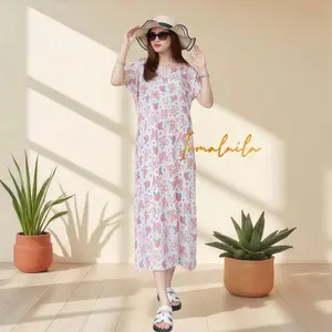 Irmalaila - Daster Selutut Motif Viral Rayon Busui Wanita Home Dress