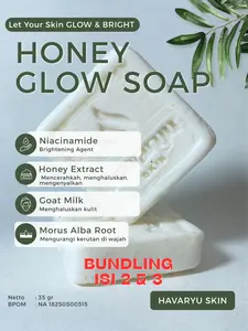 [2 & 3 Sabun GLOWING] HONEY GLOW by HAVARYU SKIN Sabun Facial Pencerah Wajah & Badan BPOM dengan Niacinamide & Bahan Alami untuk  Mencerahkan Membersihkan jerawat, Memutihkan,memudarkan flek, anti Aging Pria & Wanita