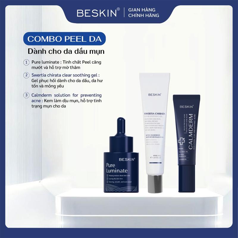 BE-01 COMBO 3 SP : PEEL DÀNH CHO DA MỤN - Bao Gồm: "Peel Da + Gel Phục Hồi + Kem Chấm Mụn" - Thương hiệu Beskin - Skincare