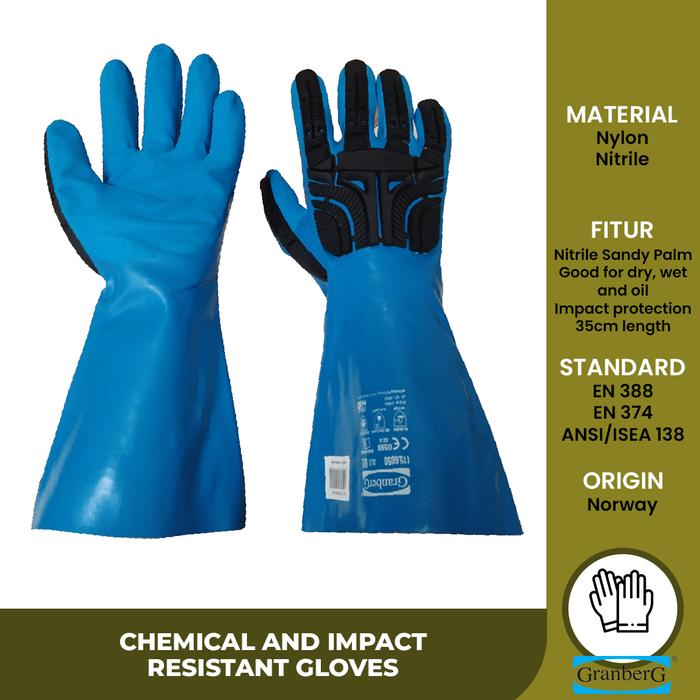 Gambar Sarung Tangan Safety Chemical and Impact Granberg 115.6050 Nitrile dari Sarana Pelindung Kerja Kota Tangerang Selatan Tokopedia