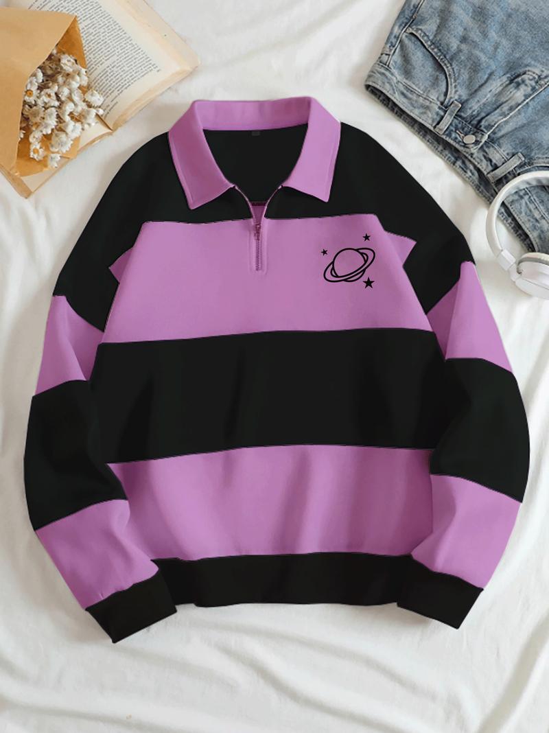 Product Introduction of Luriancloth Sweater Wanita Salur Dewasa Remaja - Unisex Flecee Lengan Panjang Rugby Planet 15
