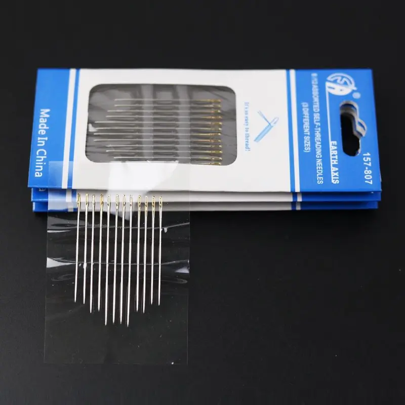 Kim Khâu Tay Bằng Thép Không Gỉ, 12 Cái, Kim Khâu Mới, Không Cần Chỉ, Chỉ Cần Móc Dây Trong Lỗ Mở Bên Đuôi Không Cần, Tự Làm Cho Người Già Mù Nhiều Kích Cỡ Darning 3