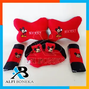 CAR SET Bantal Mobil Paket 5IN1  dan bantal leher - Bantal sandar Mobil set murah - bantal mobil 5in1 boneka lucu car