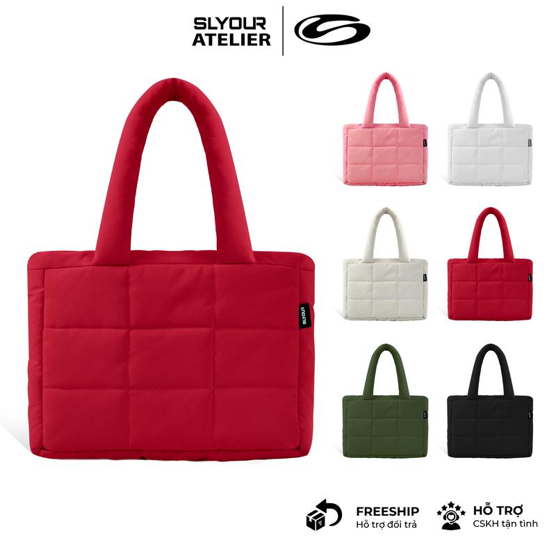  Túi TOTE MINI - trần bông NHỎ kẻ caro 3line Đeo Vai  TTN1  Bag Nữ Chữ Nhật 