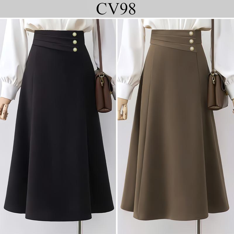  CV98: Chân váy dáng xòe 7 mảnh Có túi sườn - Dài 80cm 