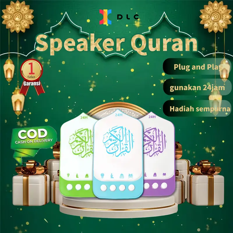 DLC Speaker Murottal Al Quran Lampu Tidur 24 Jam Quran Surah Rizik Ayat Zikir Ruqyah List Portable 220V Garansi 1 Tahun