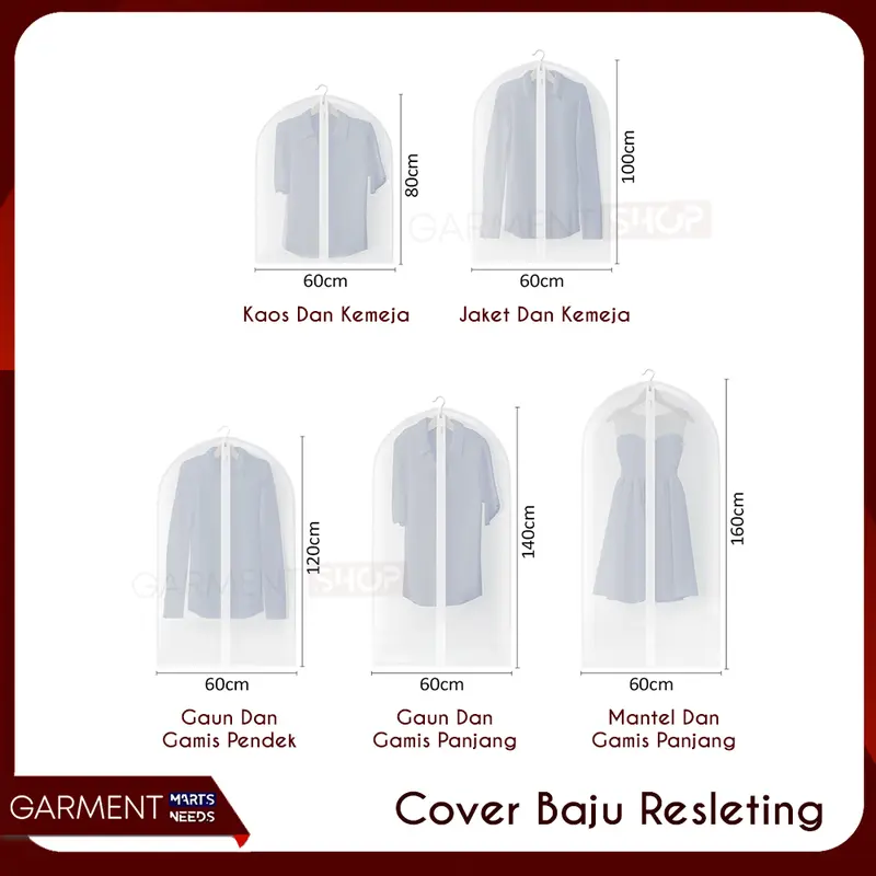 Cover Baju Resleting PEVA Anti Debu Penutup Gantungan Baju Pakaian Gown Jas 4