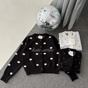 Kate | Polca Cardigan Crop Motif Polkadot Viscose Premium Lembut Import