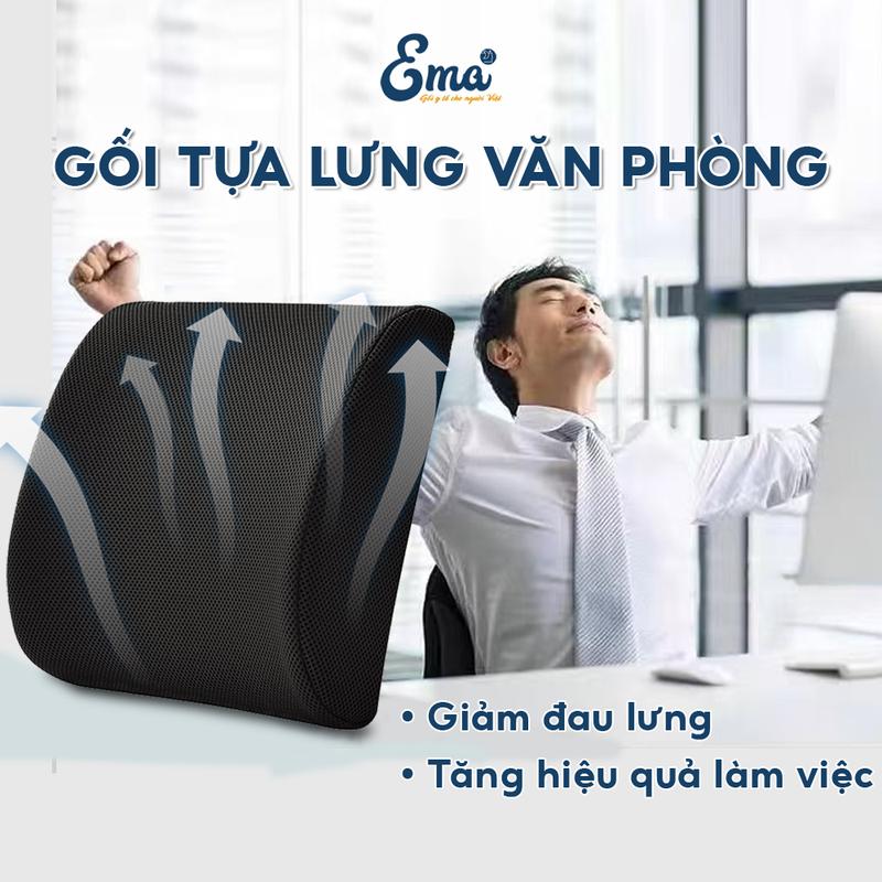  Gối Tựa Lưng Văn Phòng EMA Cao Su Non Ôm Trọn Lưng - Giúp Thư Giãn Hỗ Trợ Giảm Đau Mỏi Thiết Kế Chuẩn Công Thái Học Vỏ Lưới 4D Co Giãn Thoáng Khí Không Nóng Bí Dành Cho Anh Chị Em Văn Phòng Ô Tô 