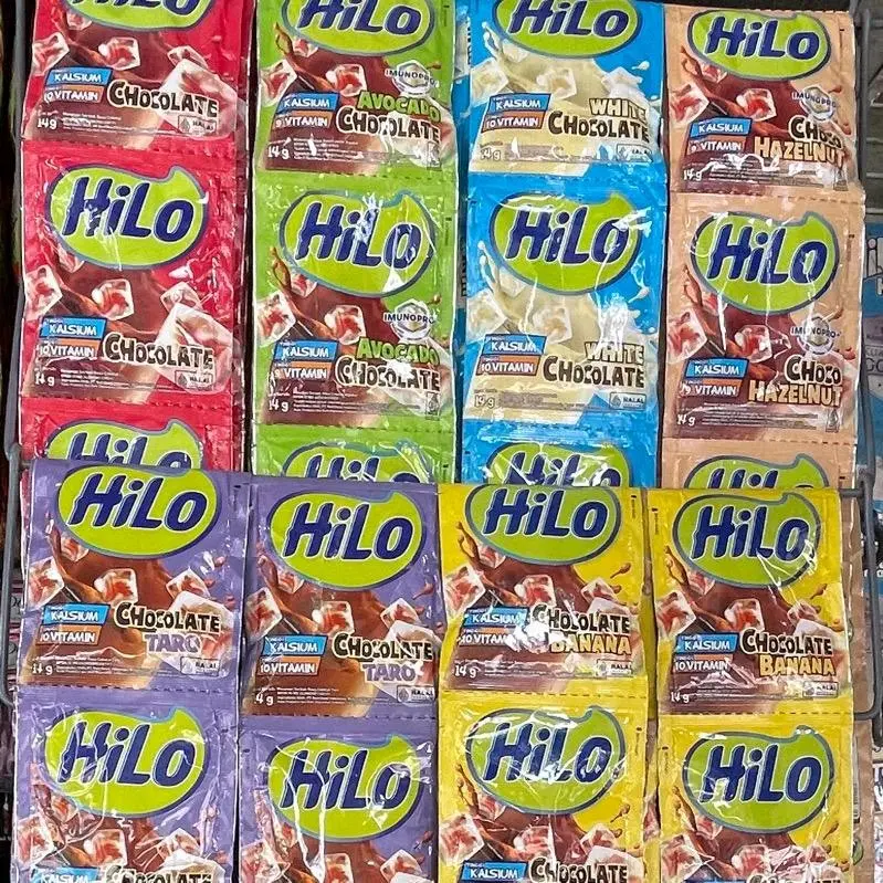 Susu Bubuk Coklat Tinggi Kalsium HiLo Renceng isi 10 sct x 14 gr - Cokelat, Chocolate