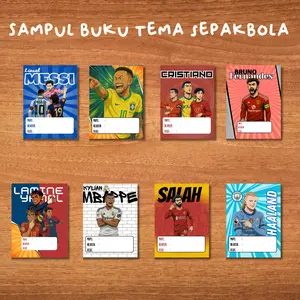 Sampul Buku Sepakbola Custom Pemain Favorit | Lionel Messi, Cristiano Ronaldo, Haaland, Mbappe, Salah, Neymar, Lamine Yamal | A5 Artpaper Premium|10pcs