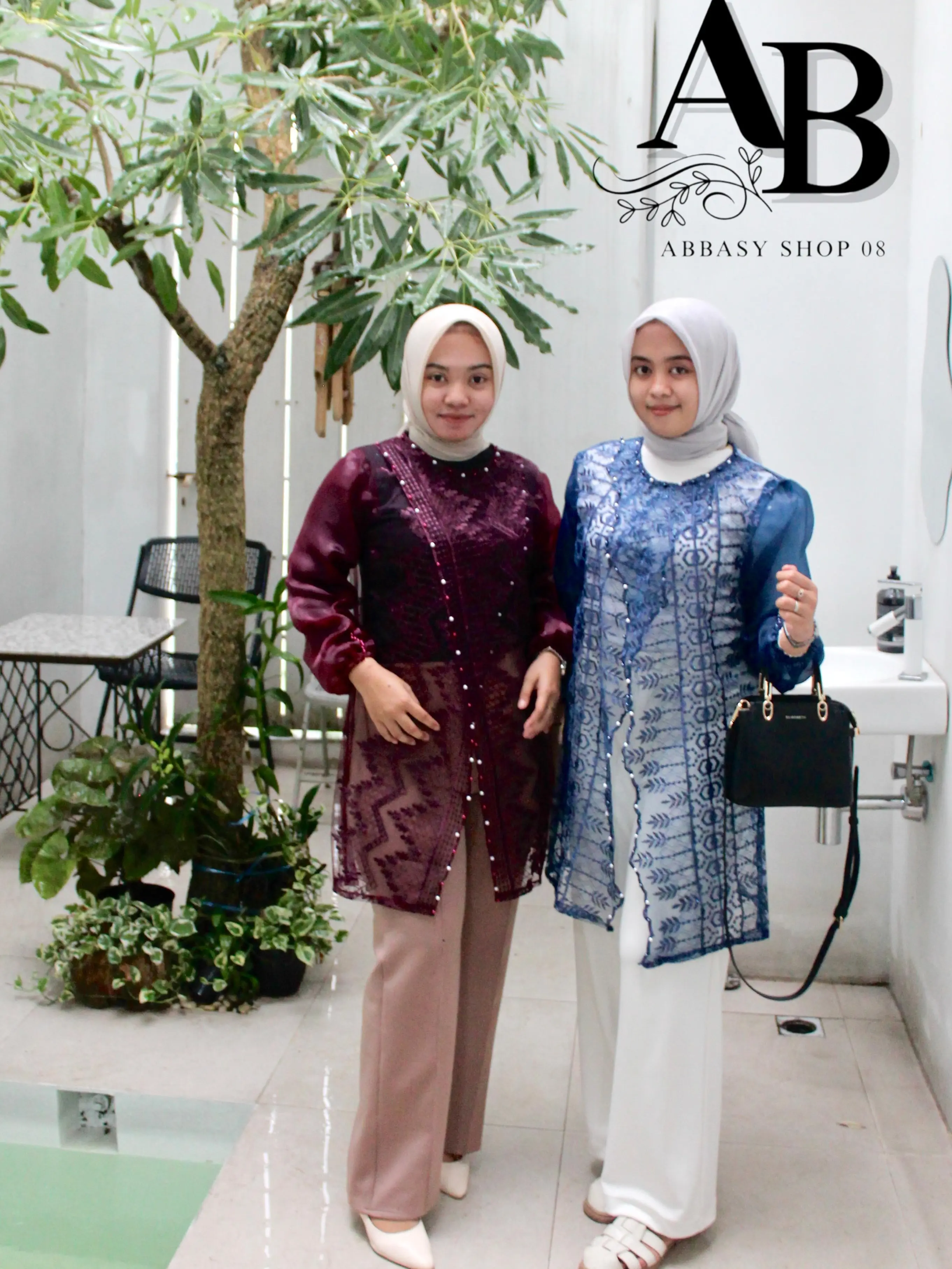 Outer Brukat Organza Formal Wanita Atasan Karet Muslim Panjang Casual | Tunik Lebaran Baju Hari Raya | Outer Brukat Kondangan