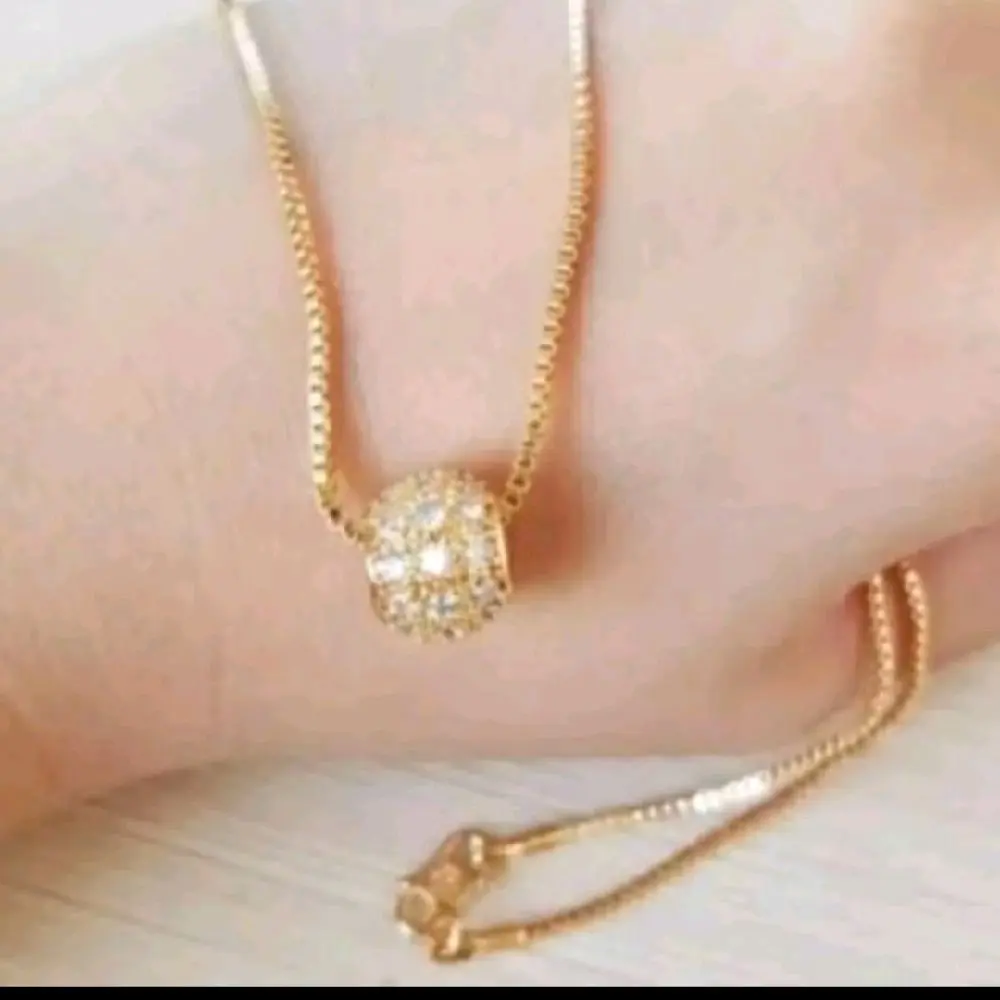 Kalung free Liontin full berlian cantik rose gold titanium anti karat