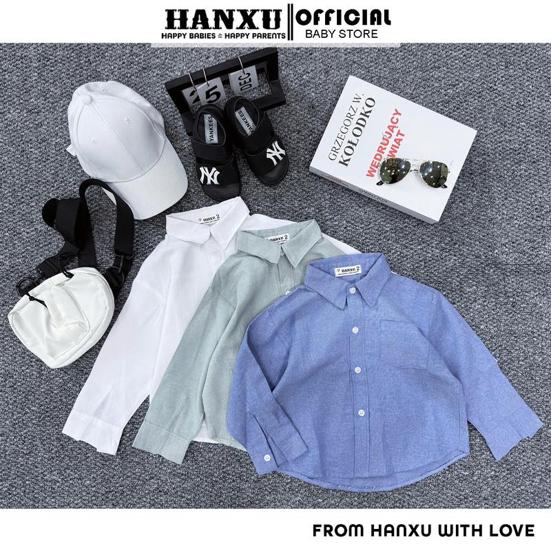 Áo Sơ Mi Cho Bé Trai Vải OXFORD Chất Lượng Cao Lên Form Cực Xinh Áo Đi Học Cho Bé Trai Hanxu