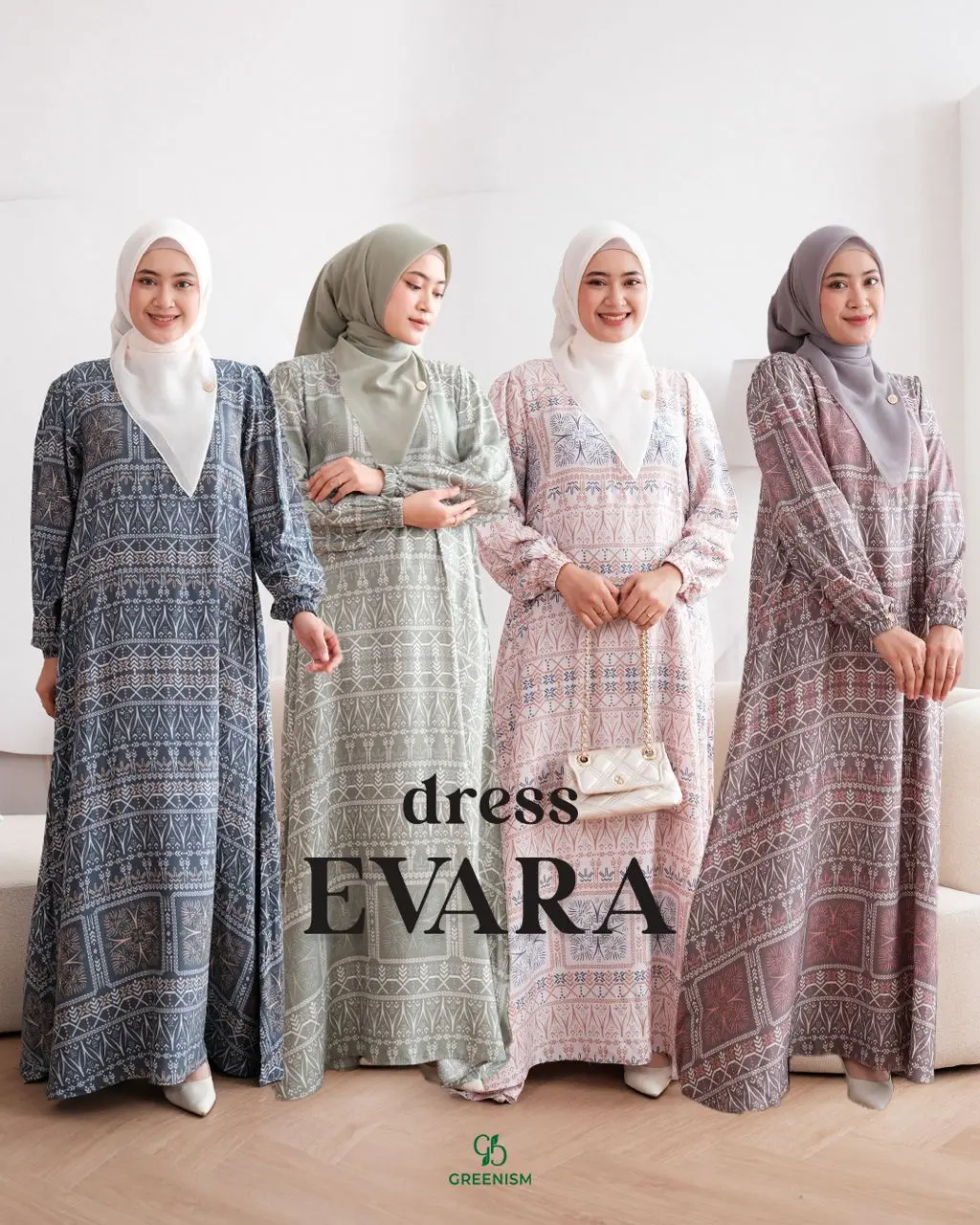 EVARA DRESS BY GREENISM ( DRESS ONLY ) Gamis Motif