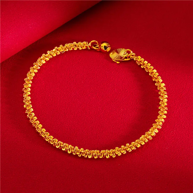 Gelang tangan wanita,Fesyen Reka Bentuk Ripple, Elegan dan，Hadiah， Gold Plated Bulu Comel Emas Bracelet