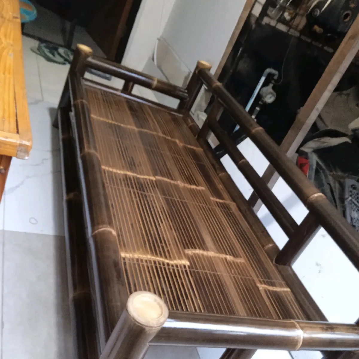 bale bambu hitam - bale lebar - kursi bambu - furniture bambu