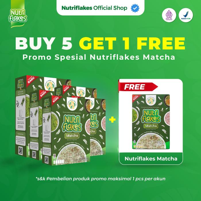 Gambar Promo !! Nutriflakes Matcha Beli 5 Gratis 1 | Tinggi Serat Rendah Gula | Minuman Kaya Serat Praktis dari Nutriflakes Official Shop Kota Administrasi Jakarta Utara Tokopedia