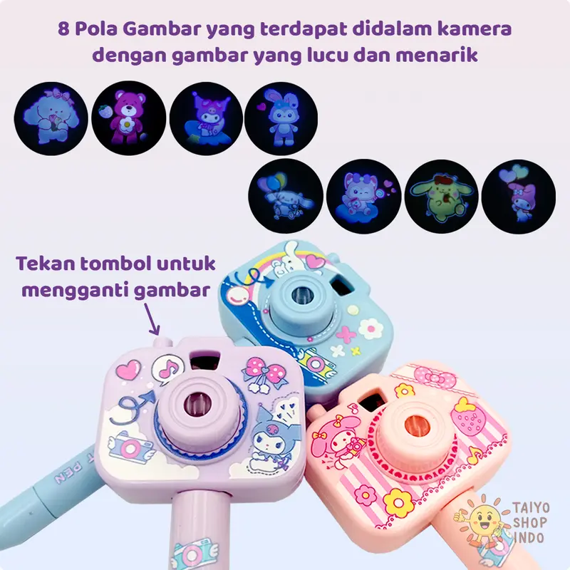TAIYO Pen Camera Projector Sanrio Mainan Edukasi Kamera Proyektor Pola Gambar Karakter Kartun 3