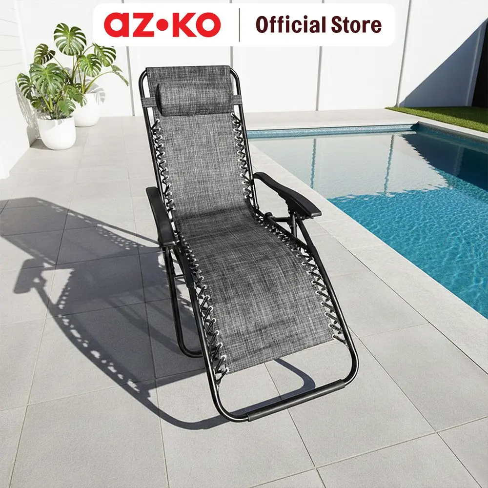 AZKO Soleil Kursi Recliner Lipat - Hitam Reclining Chair Lounge Chair Kursi Relaksasi Kursi Lounge