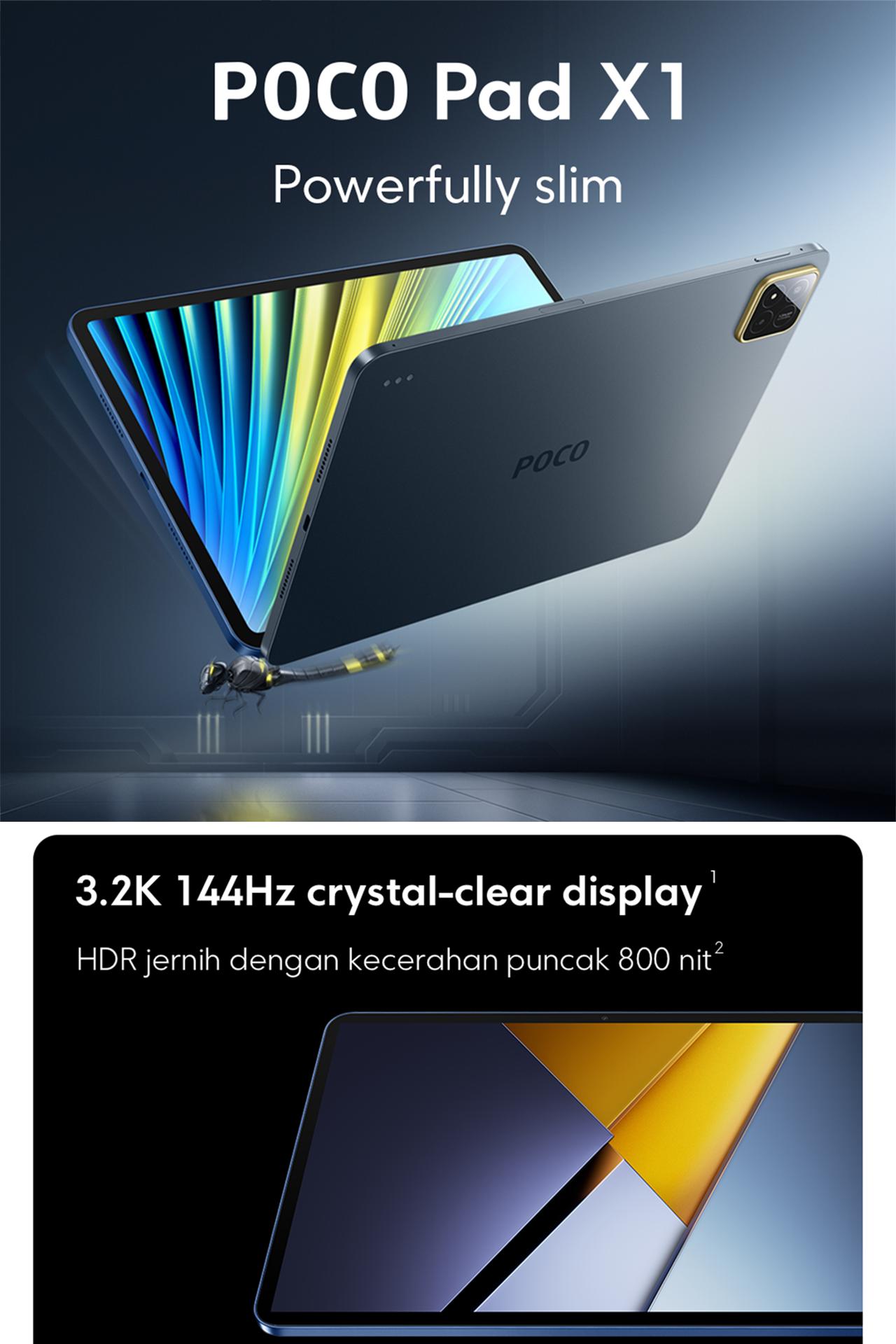 POCO Pad X1 (8GB/512GB) | Layar jernih 3.2K 144Hz | Snapdragon 7+ Gen 3 | Baterai besar 8850mAh (typ) | Xiaomi HyperAI | Quad speaker dengan Dolby Atmos [Official Store]