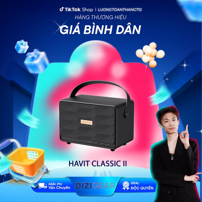 [Deals Độc Quyền KOC Lương Toàn Thắng] Loa Bluetooth HAVIT Classic II, BT 5.3. Công Suất 30W, Thiết Kế Retro, Âm Bass Sống Động, Nghe Đến 25H - Hàng Chính Hãng