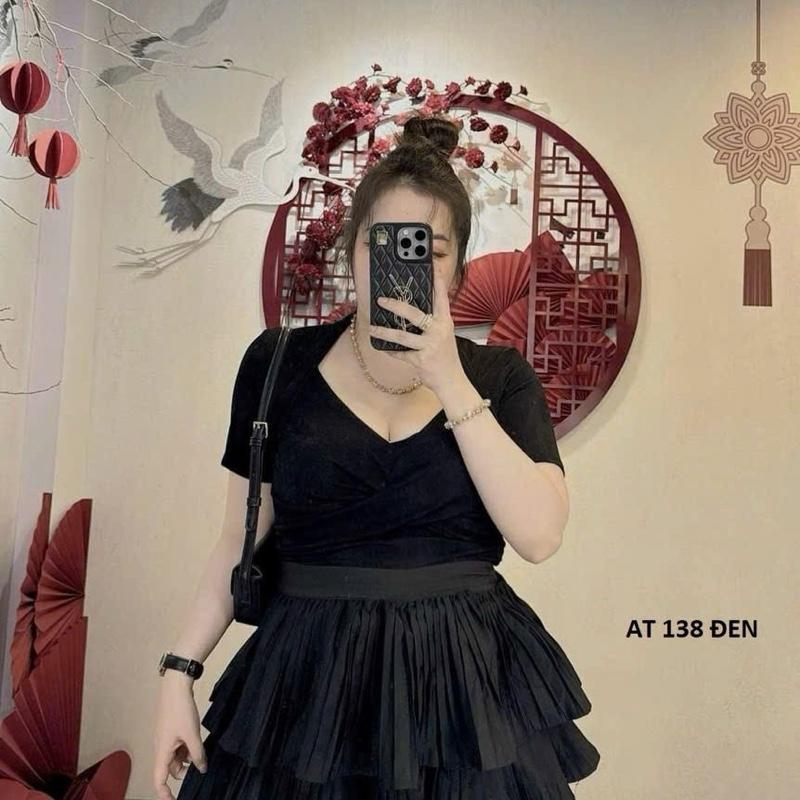[BIGSIZE] Áo thun nhũ cổ yếm xoắn ngực bigsize nữ 55~85kg 2