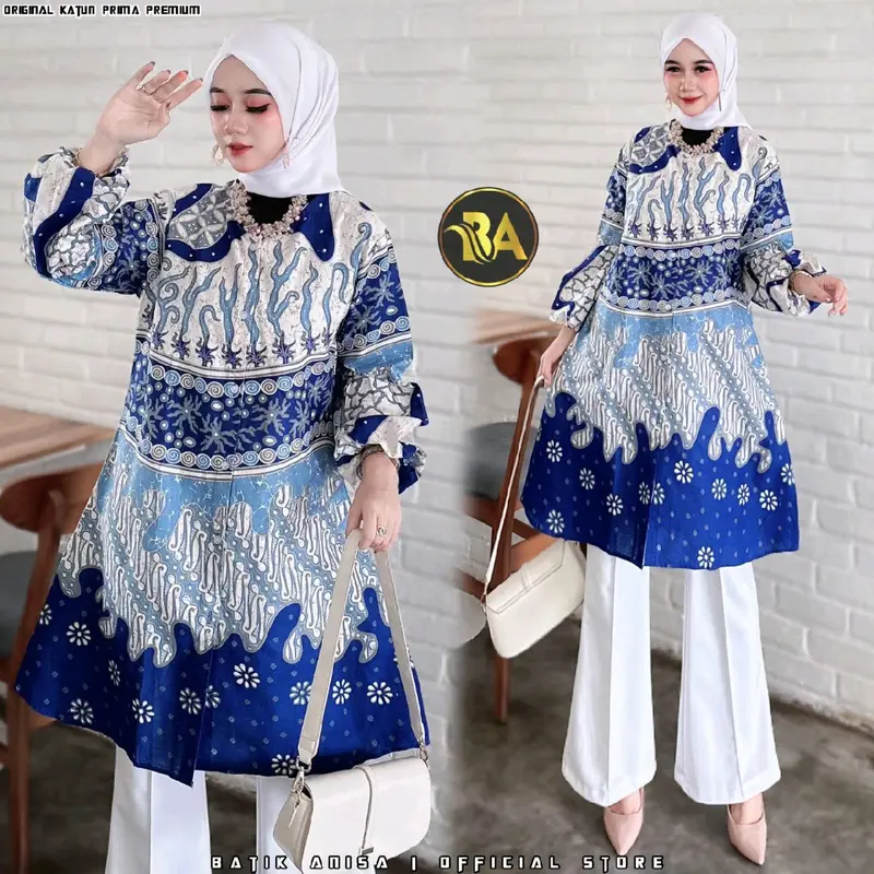 KIWARI BATIK Tunik batik wanita modern tunik batik wanita kantor tunik batik wanita modis 10 motif sage lilac Katun 3