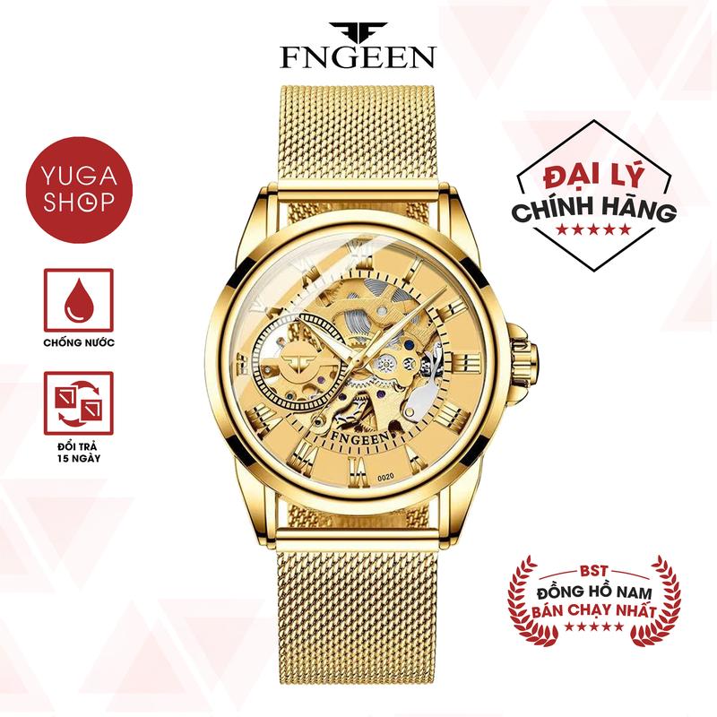 Đồng hồ cơ CF13 DẠ QUANG, mặt kính vòm dày gấp 2 lần, biết đổi màu theo ánh sáng, FNGEEN full box hộp chính hãng.