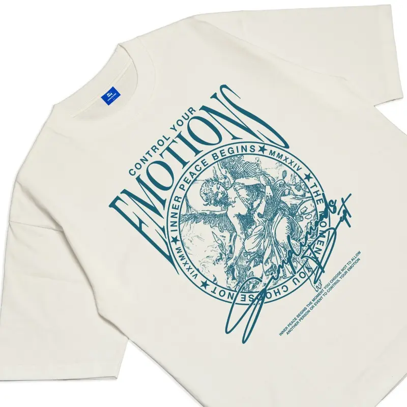 SimpliMoods Boxy Fit Tshirt - Baju Kaos Skena Distro Pria dan Wanita Cream Ivory Casual Stylish 1