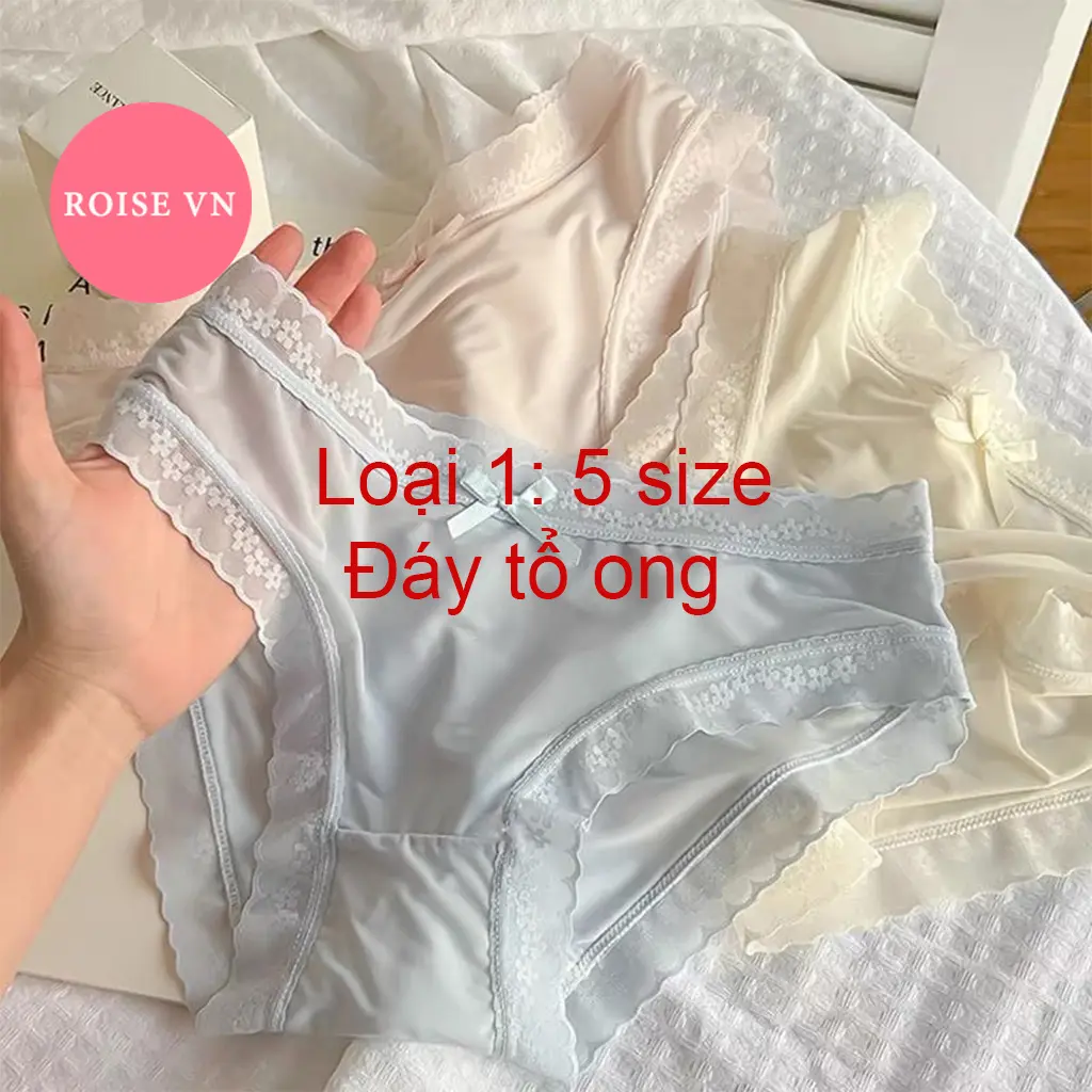 Set 10 Quần Lót Nữ Su Lụa Tàng Hình (có set 5) Viền Ren Đính Nơ ROISEVN - Phong Cách Hàn Quốc - Nhiều Màu Sắc - Mã 271 Women - Có Bigsize