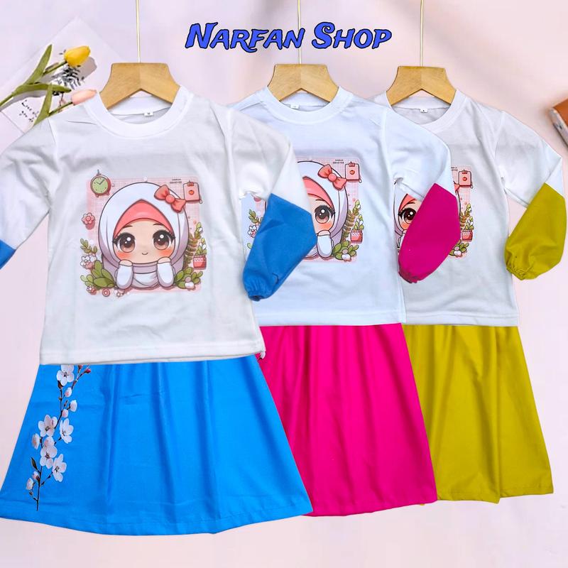 Setelan Rok Dan Baju Anak Perempuan Bahan Cringcel Buat Usia 3-12 Tahun 1