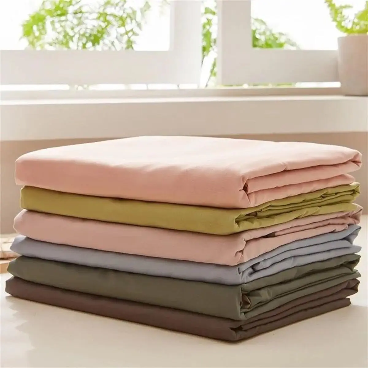 Washed Cotton Pure Color Sheet For Children Adults Single Double Queen King Siize Bed Flat Bedsheets