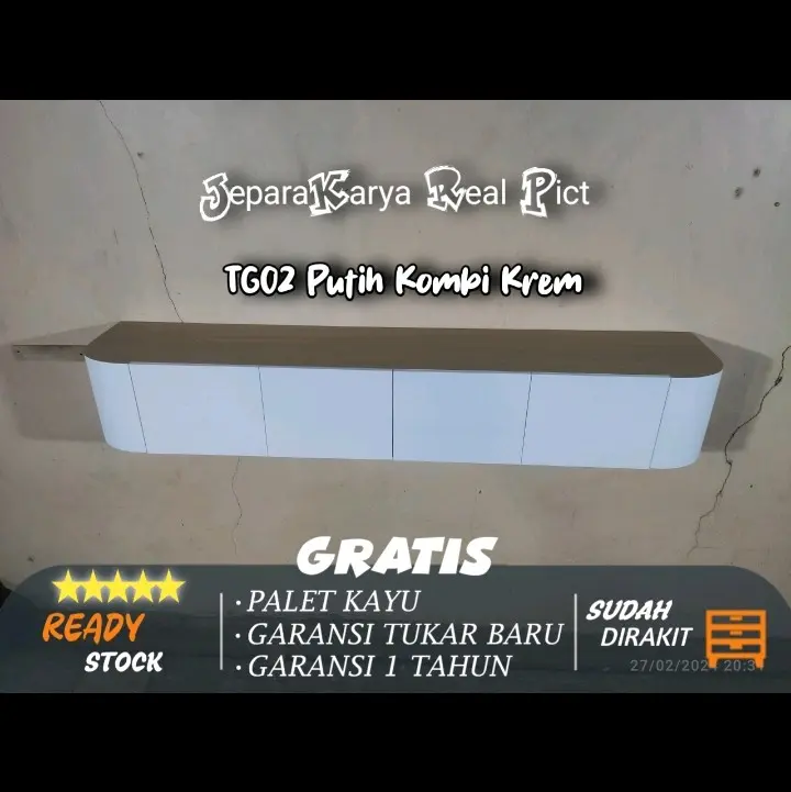 Meja TV Melayang 4 Laci (TG02) 180*200*220 Meja Tv Gantung Meja Tv Dinding Backdrop Meja Gantung 8