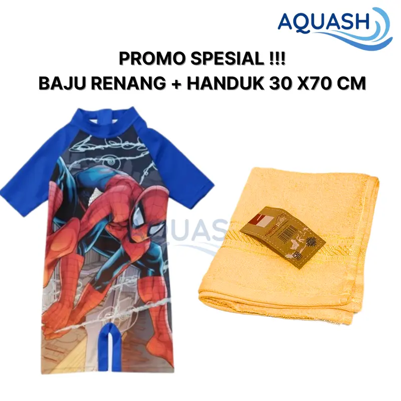 Paket Hemat Baju Renang Anak Laki-Laki Usia 3-10 Tahun dan Handuk Merah Putih 3