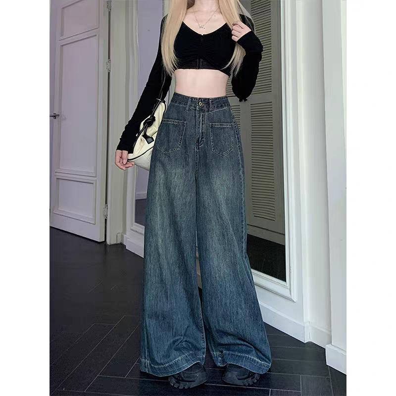 Product Introduction of COD LULU Biru Retro High Waist Kuolt Celana Jeans Panjang Wanita 6